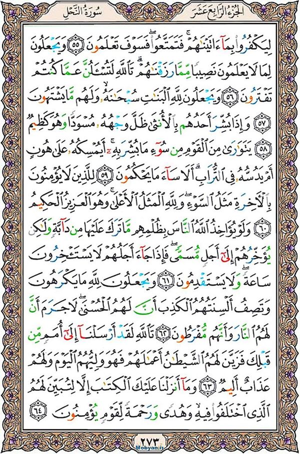 قرآن  عثمان طه با کیفیت بالا صفحه 273