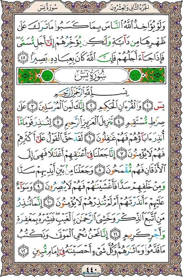 قرآن  عثمان طه با کیفیت بالا صفحه 440