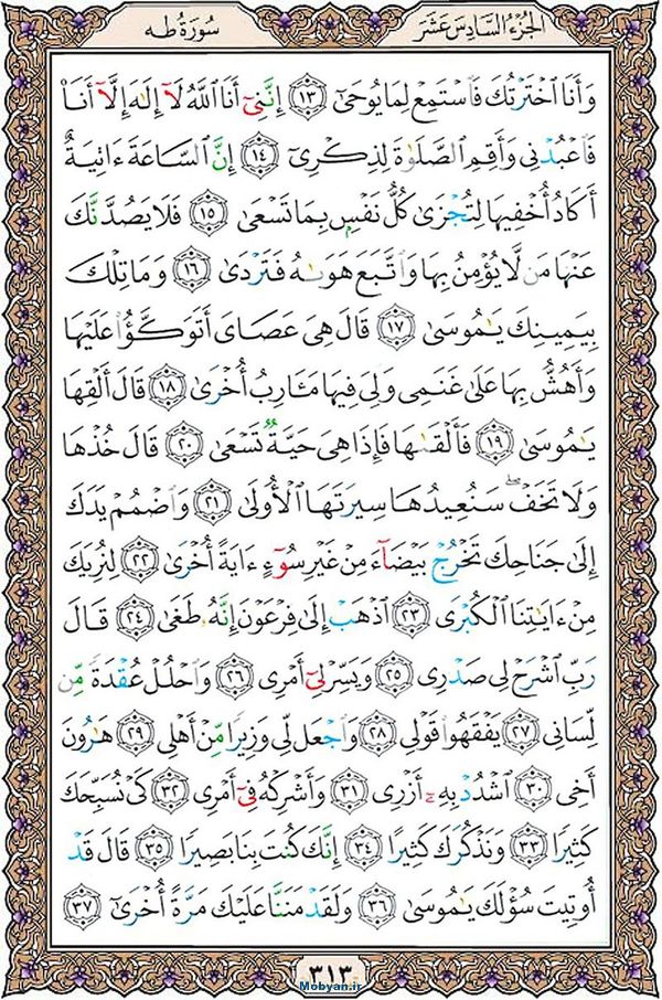 قرآن  عثمان طه با کیفیت بالا صفحه 313